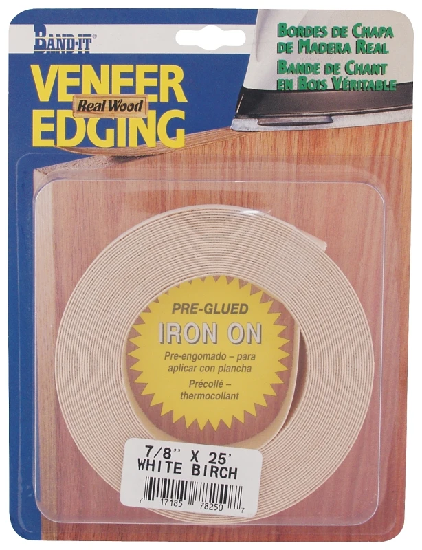 White Birch Real Wood Veneer Iron-on Edgebanding, Seven Eighths Inch By Twenty Five Feet