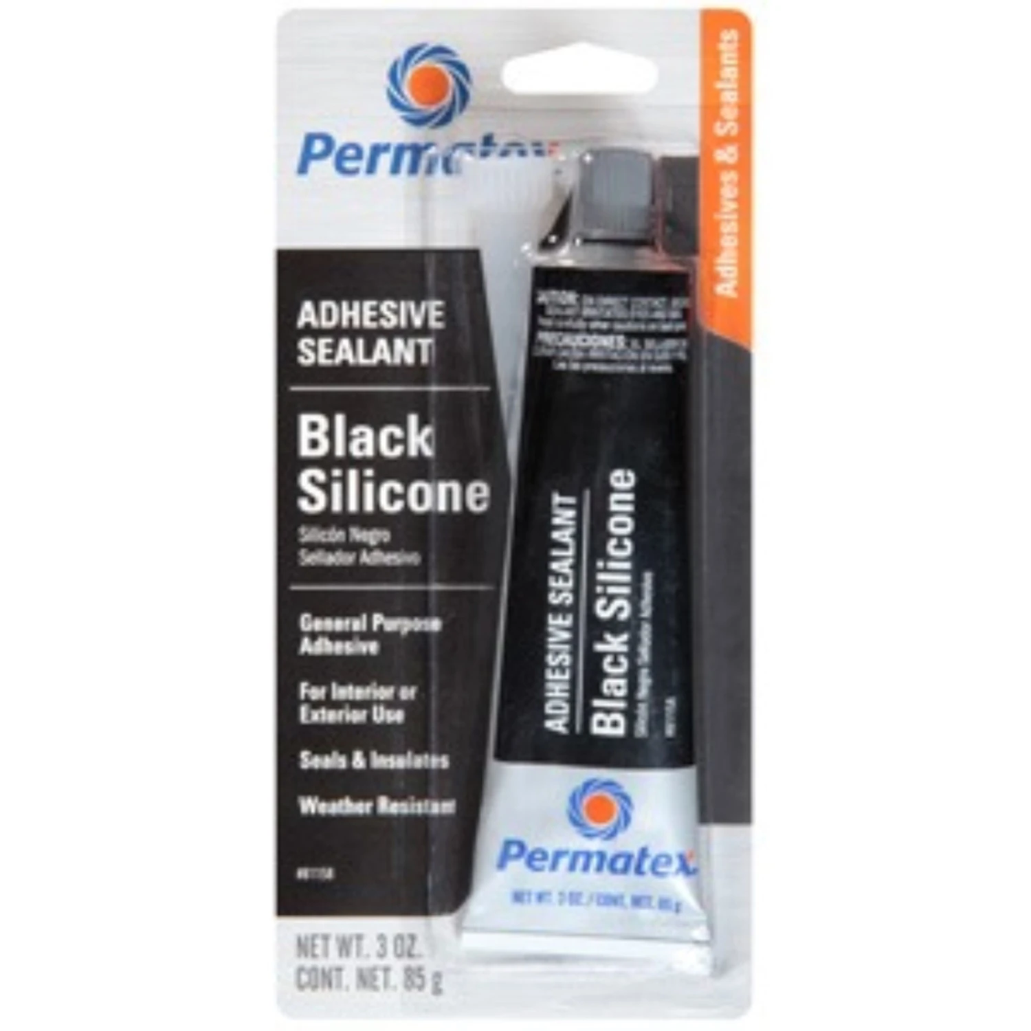 Black Silicone Adhesive Sealant, 3-oz.