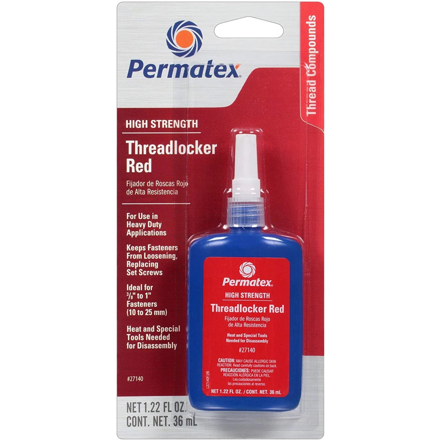 Red Threadlocker Adhesive, 36 Milliliters, High Strength