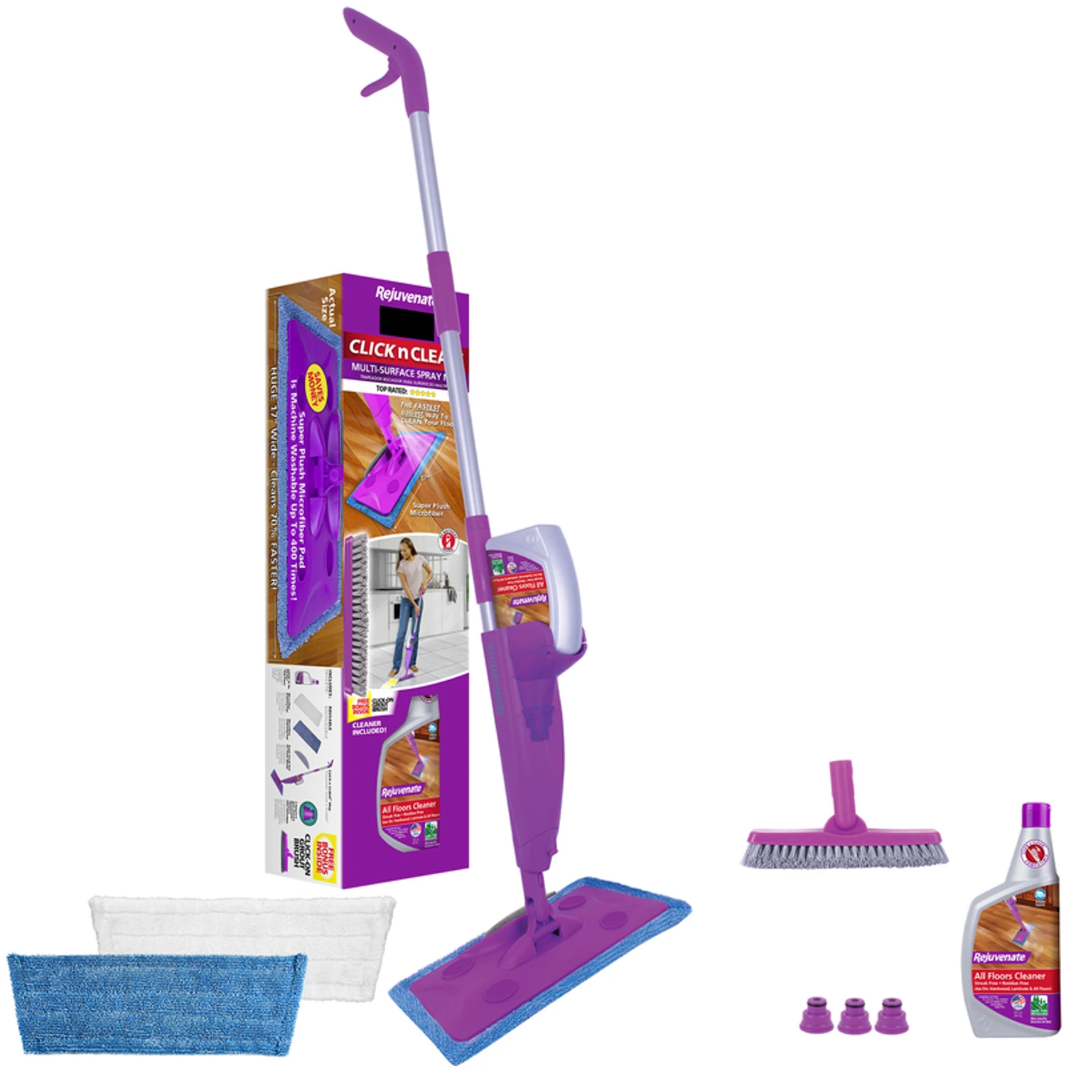Click N Clean Spray Mop System With Refillable Bottle And Microfiber Mop Pad