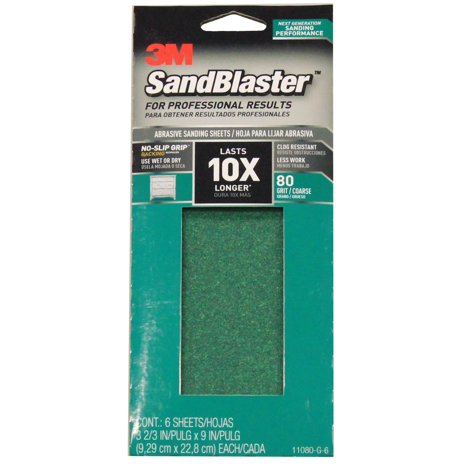 Sandblaster Sandpaper, 3-2/3 In. X 9 In., 80 Grit, 6-pk