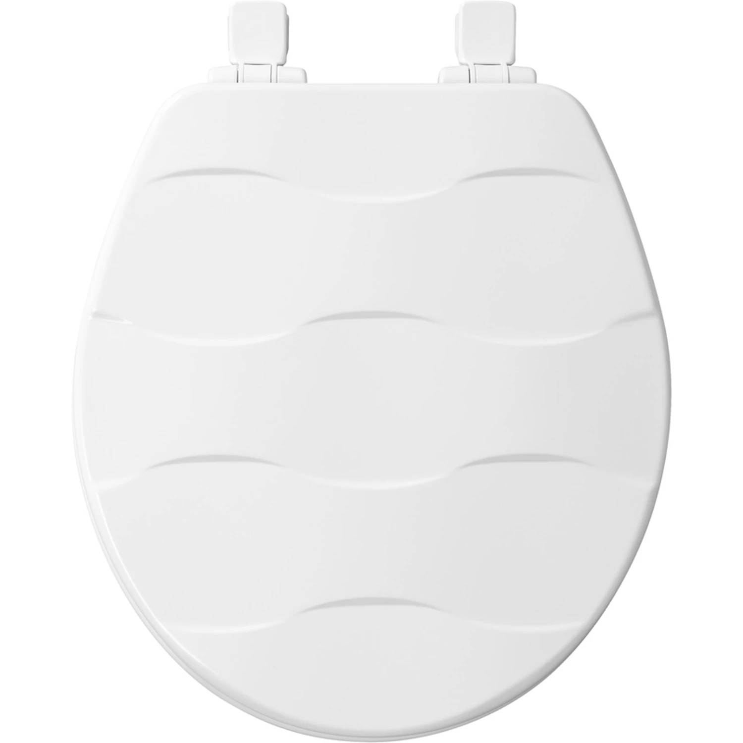 Round White Wood Toilet Seat With Basket Weave Design