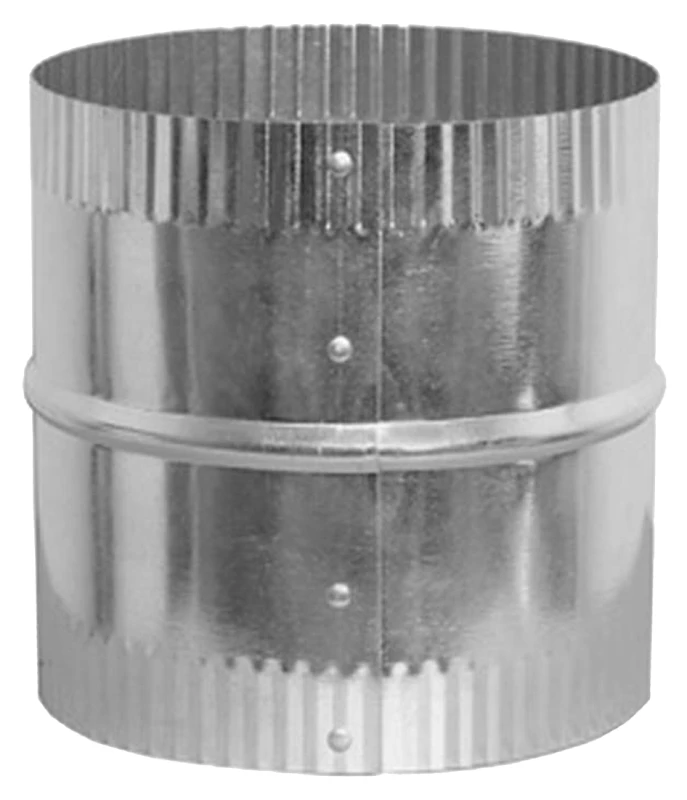 Galvanized Steel Round Hvac Duct Pipe Connector With Crimped Ends, 4 Inch Diameter