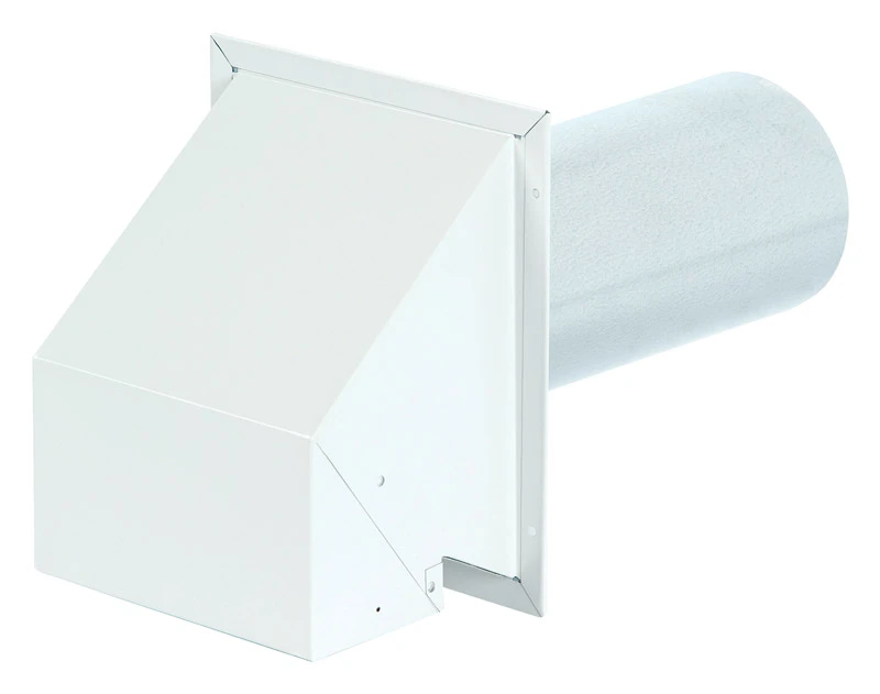 Commercial Grade Dryer Vent Hood With 12 Inch Tail Pipe, White, 4 Inch Diameter