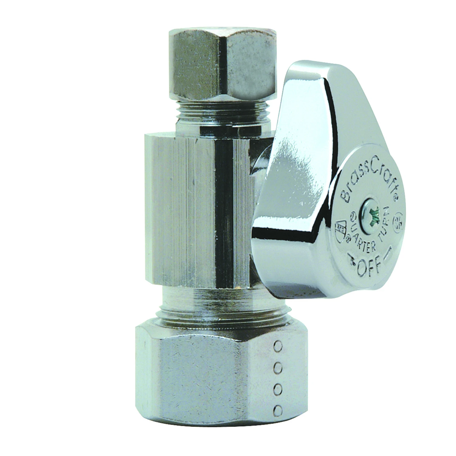 Chrome Finish Straight Stop Valve, 5/8 Inch By 3/8 Inch Connection