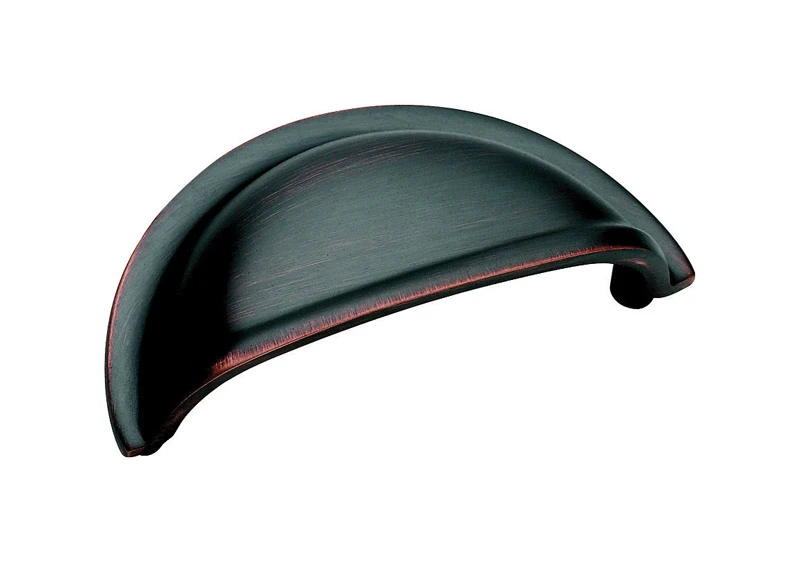 Bronze Finish Brass Cup Cabinet Pull, 3 In.