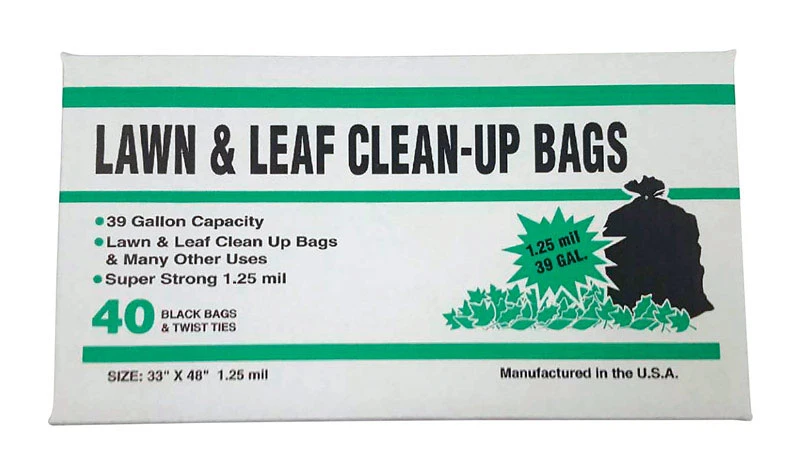 Lawn & Leaf Trash Bags, Twist Ties, Black, 1.25 Mil, 39 Gallons, 40-ct.