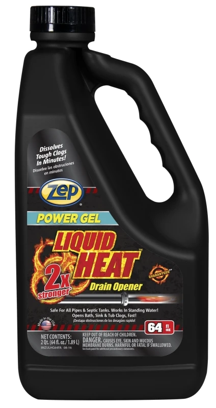 Liquid Heat Commercial Drain Opener, Safe For All Pipe Types, 64 Ounce Bottle