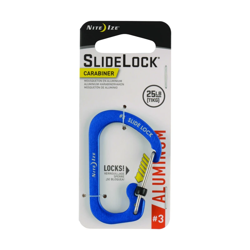 Slidelock Aluminum Carabiner Number 3 In Blue Color