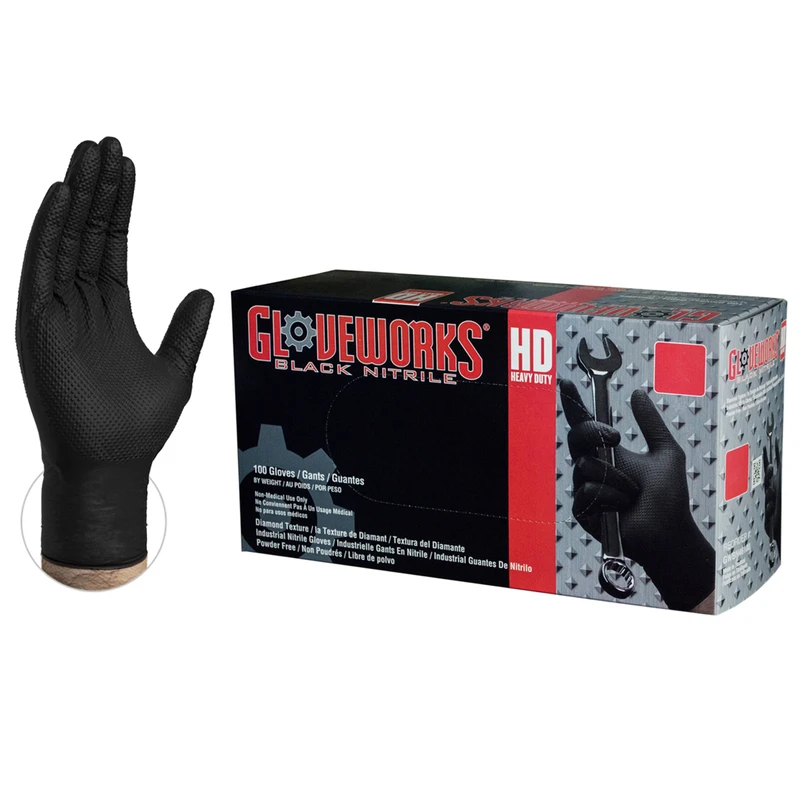Nitrile Gloves, Heavy-duty, Black, Large, 100-ct.