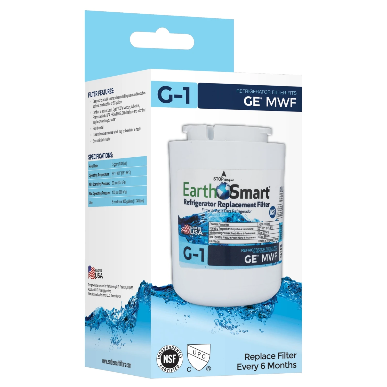 G1 Refrigerator Water Filter Compatible With Ge Mwf Models