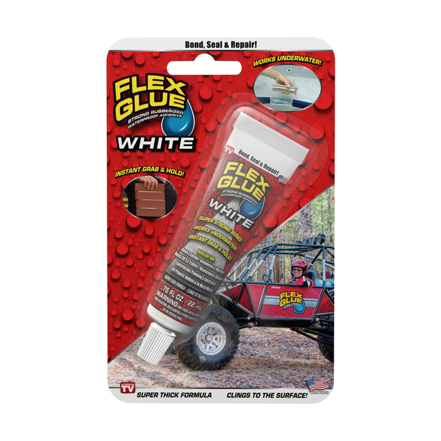 Flex Glue Mini Rubberized Waterproof Adhesive, White, 0.75 Ounce Tube