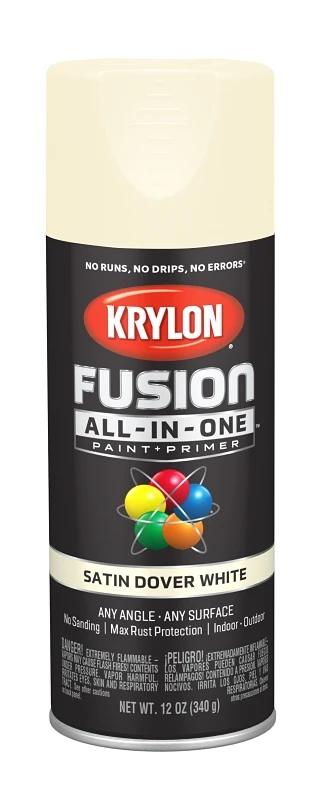 Fusion All-in-one Spray Paint And Primer, Satin Finish, Dover White, 12 Ounce Can