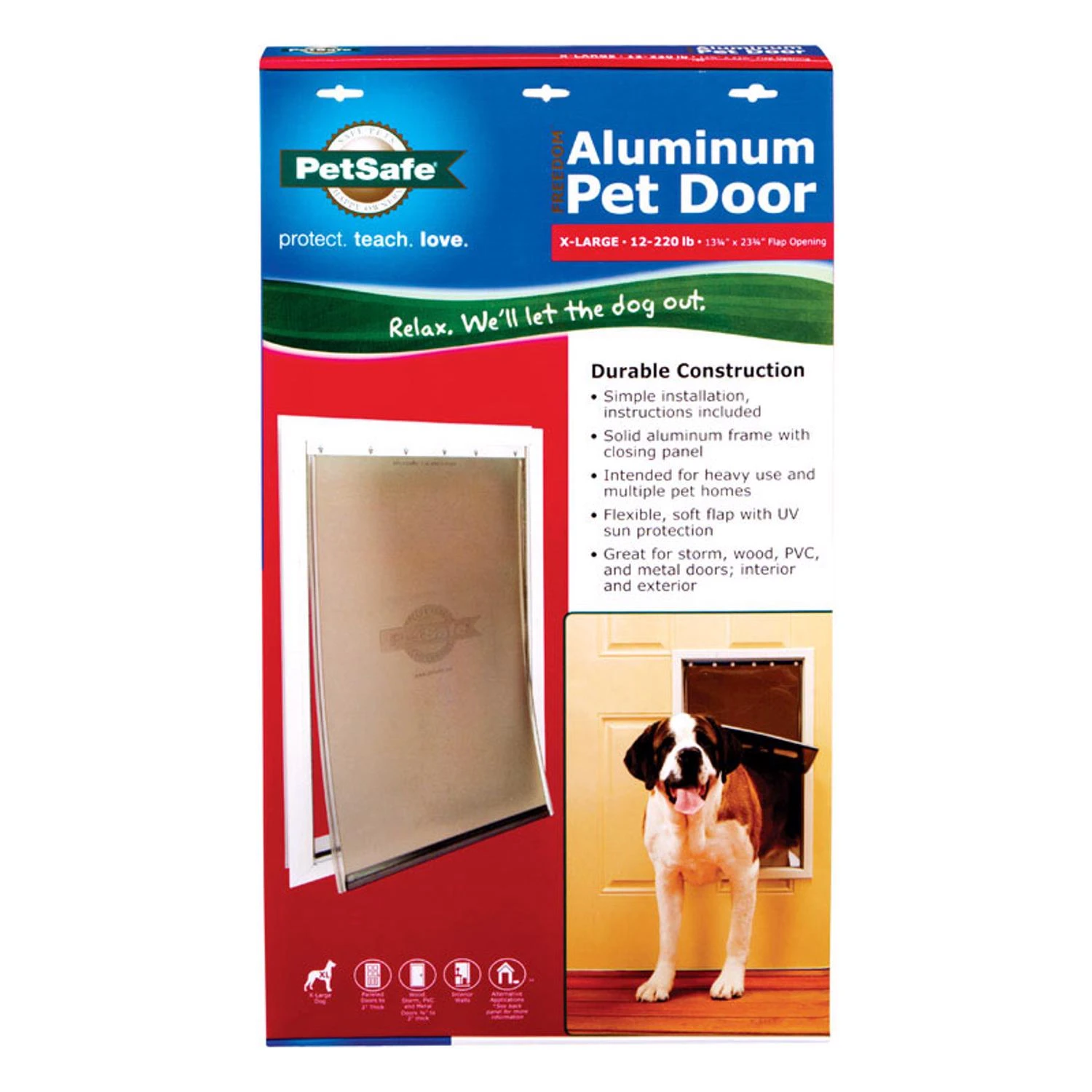 Aluminum Pet Door For Doors And Walls With Weatherproof Seal, Medium Size