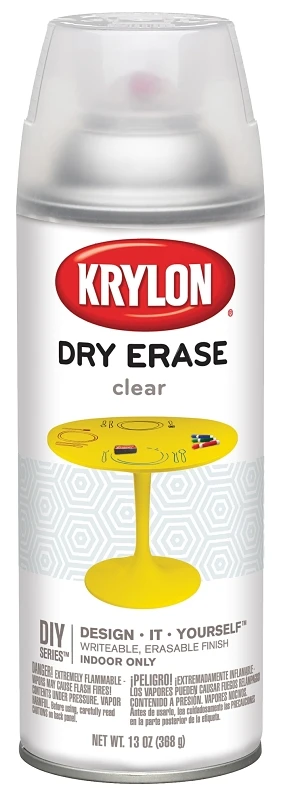 Dry Erase Clear Spray Paint 12 Oz - Indoor Use, Quick Drying, Versatile Application