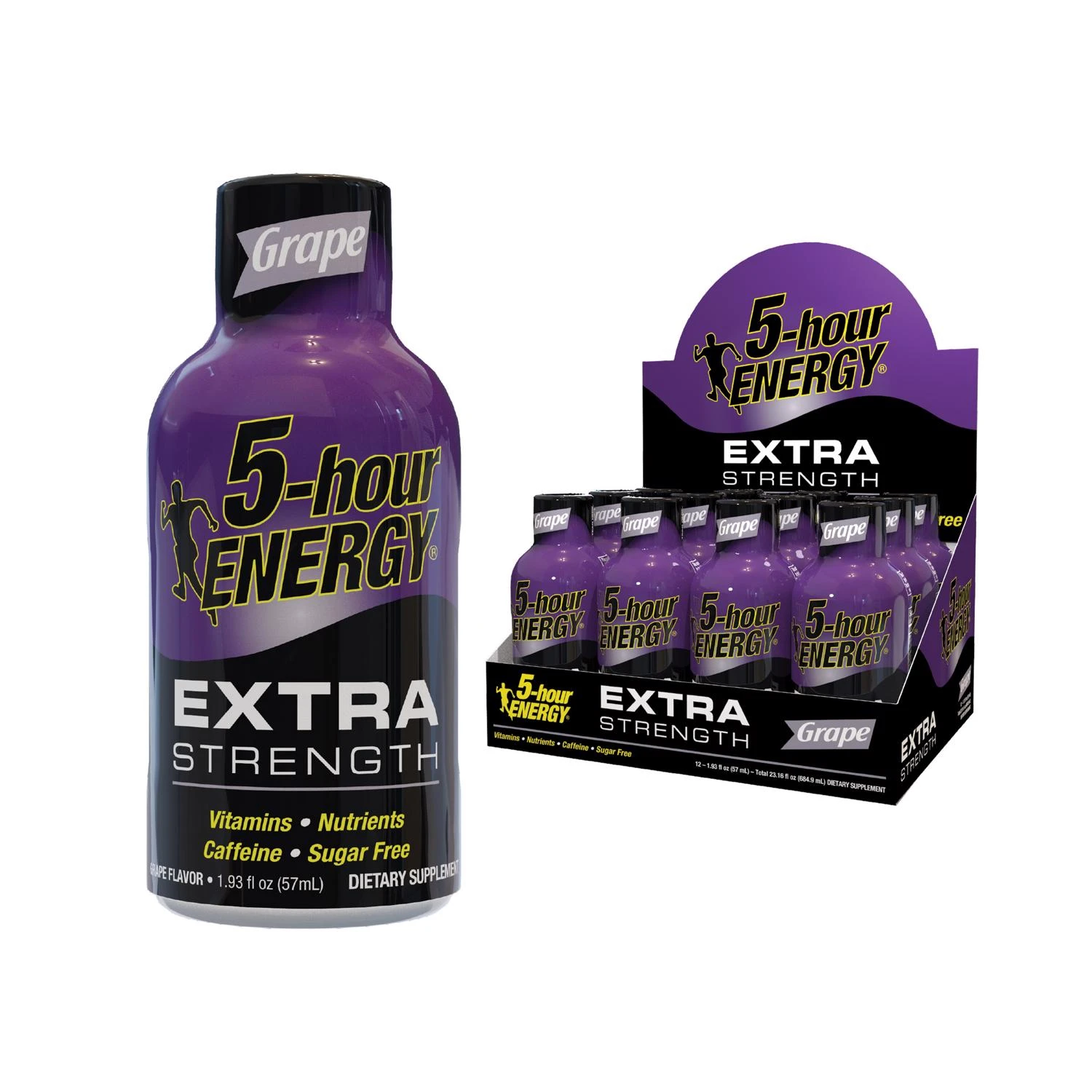 Extra Strength Grape Flavor Energy Shot 1.93 Ounce Bottle