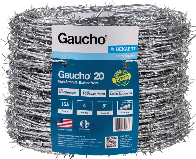 Gaucho 20 High-tensile Barbed Wire 15.5 Gauge 4-point Barbs 5 Inch Spacing 1320 Feet