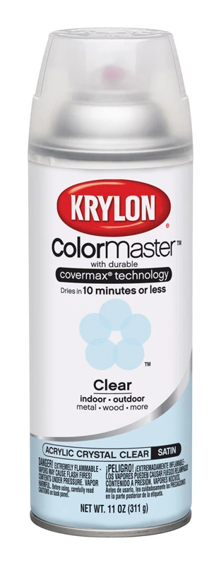 Colormaster Satin Crystal Clear Spray Paint For Indoor And Outdoor Use, 12 Ounce Can