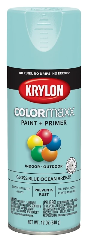 Colormaxx Gloss Blue Ocean Breeze Spray Paint And Primer, 12 Ounce Can