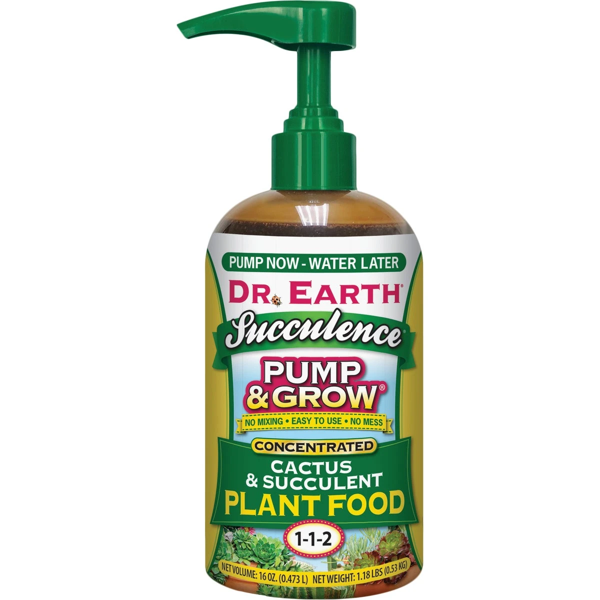 Pump And Grow Organic Cactus And Succulent Plant Food Liquid Fertilizer 16 Ounce Bottle