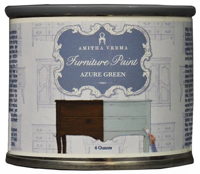 Chalk Finish Paint In Azure Green Color, 4 Ounce Bottle