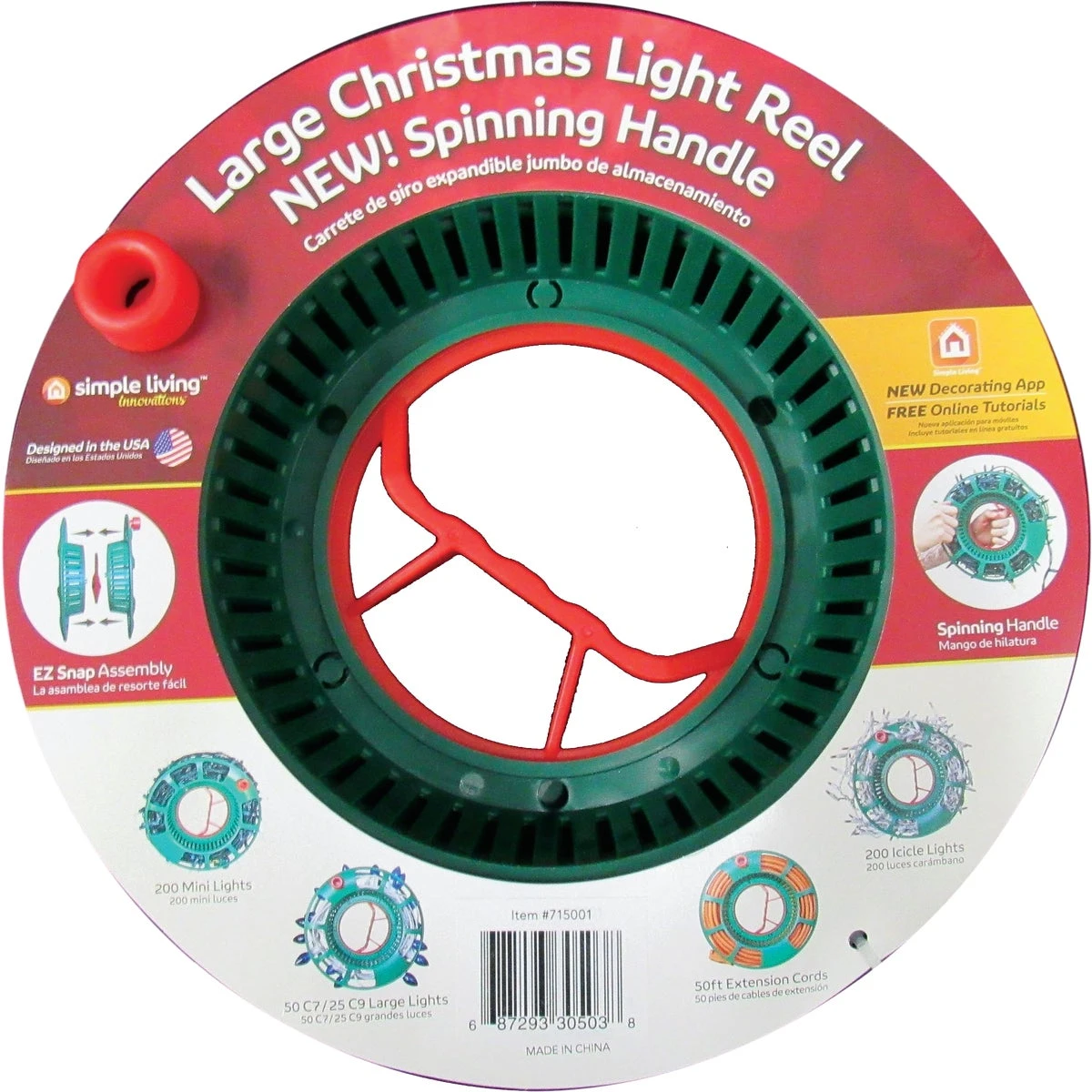 Large Green Christmas Light Storage Reel For Organized Holiday Decoration Storage