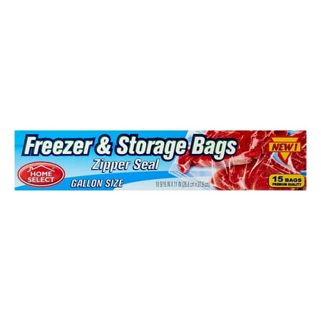 Freezer Bags, Zipper Seal, Gal., 15-ct.