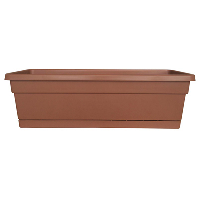 30 Inch Terra Cotta Plastic Window Box Planter With Matching Drainage Tray