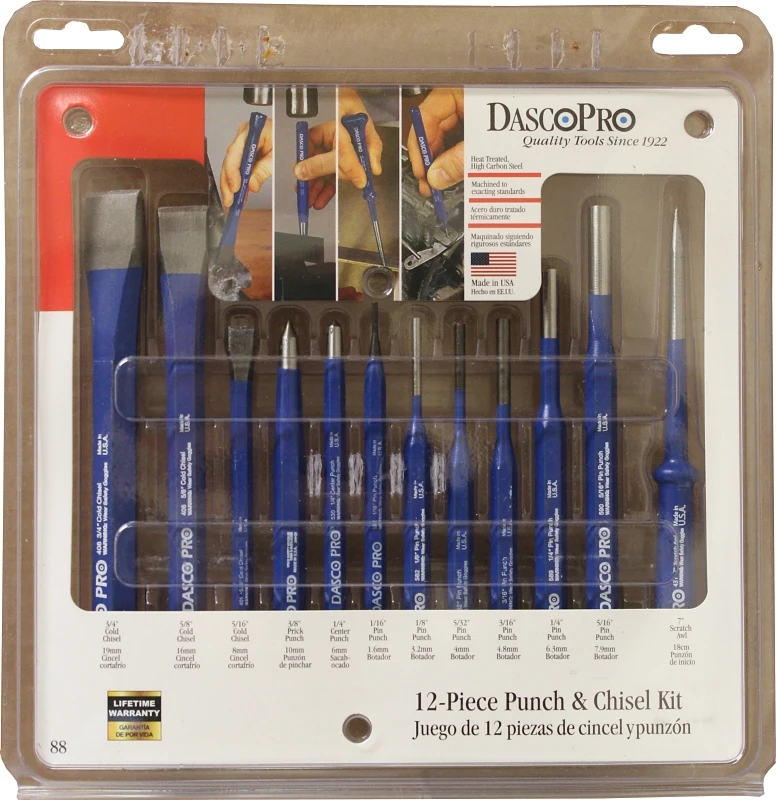 12-piece Punch And Chisel Set With Various Sizes For Precision Metalworking