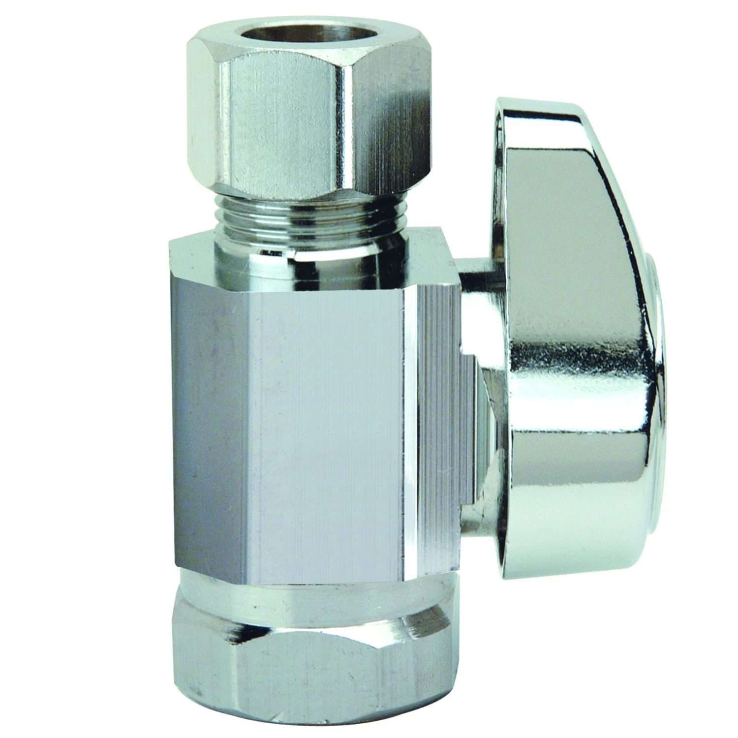Chrome Finish Straight Stop Valve, 3/8 Inch By 3/8 Inch Connection