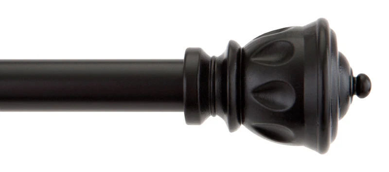 Kiera Black Cafe Curtain Rod Adjustable 5/8 Inch Diameter 28 To 48 Inch Length