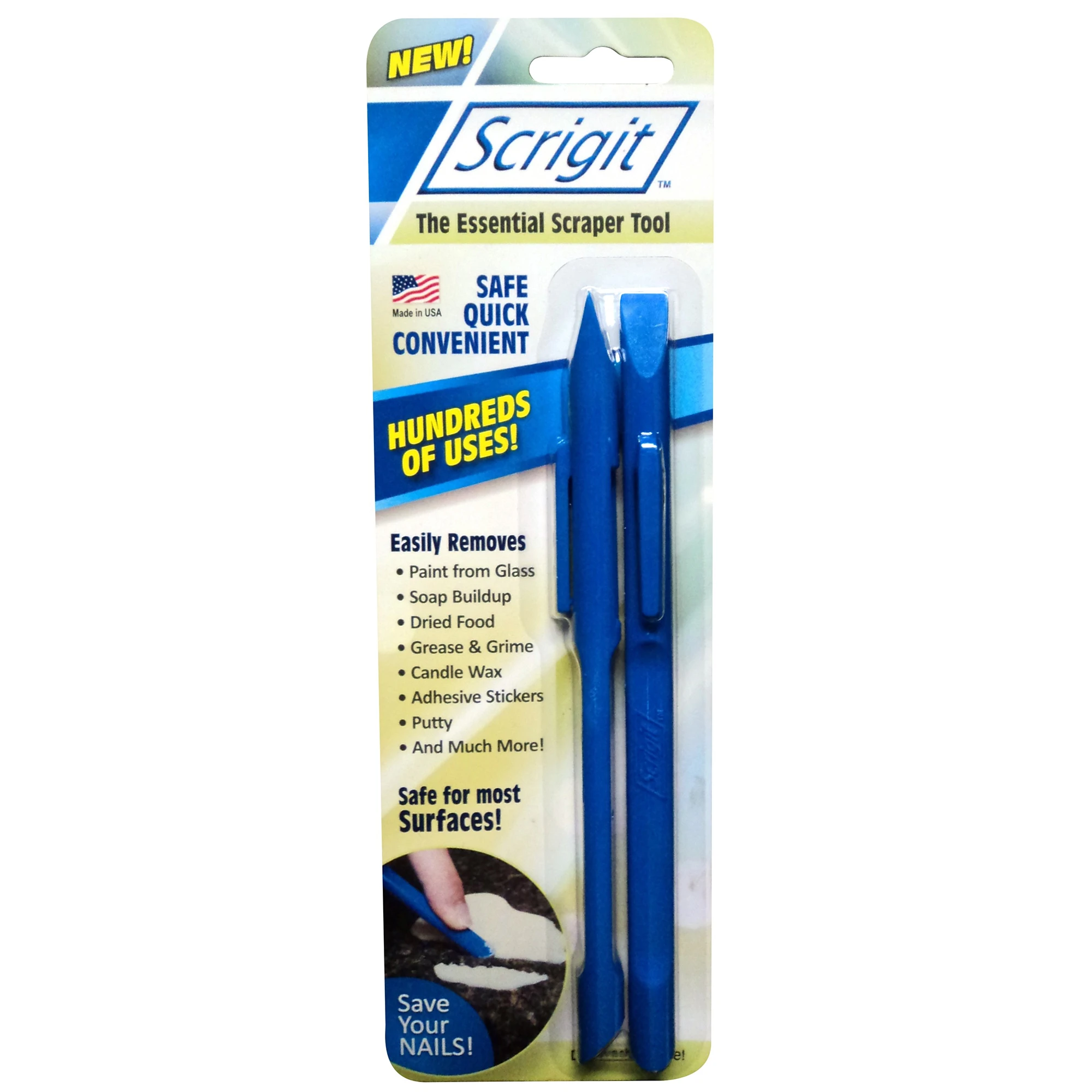 3/8 In. W Plastic Double Edge Scraper Tool For Scratch-free Cleaning