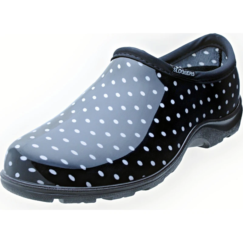 Women's Garden Shoe Black And White Polka Dot Pattern Size 7