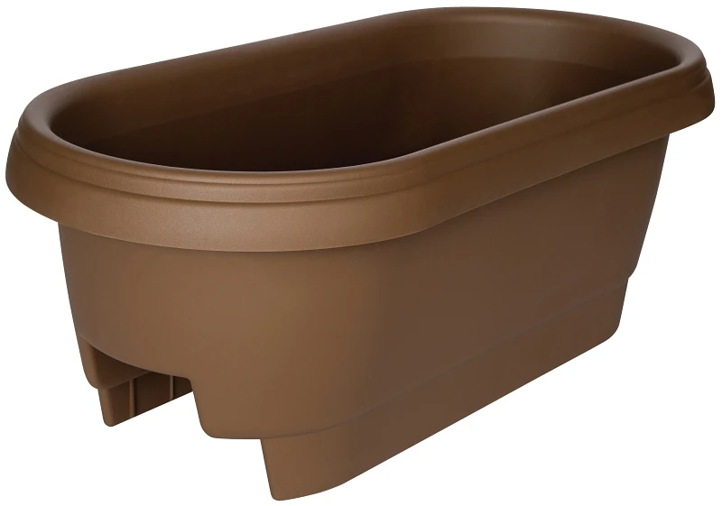 24-inch Chocolate Plastic Deck Rail Planter For Outdoor Gardening
