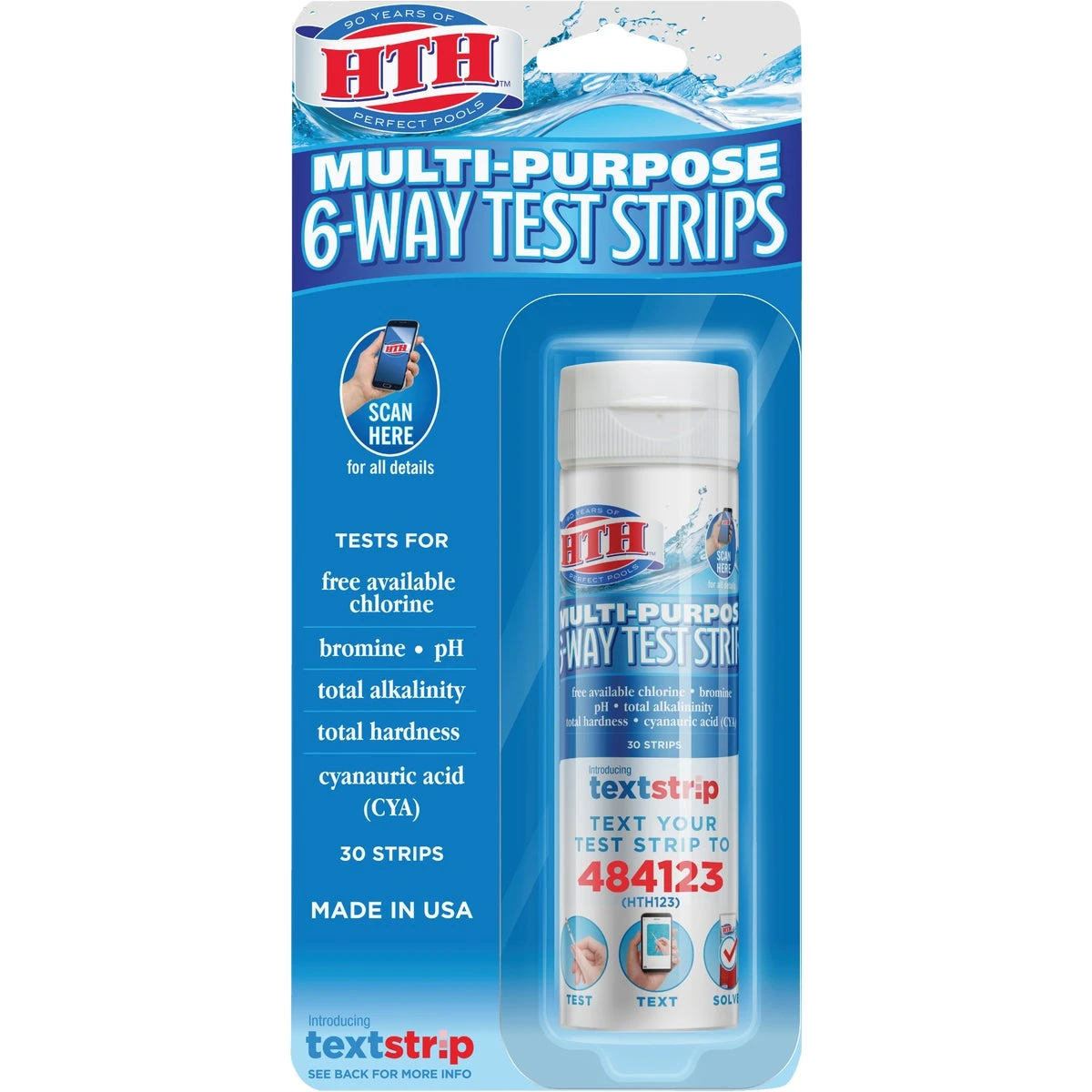 Pool Care Six-way Water Test Strips For Pools And Spas, Thirty Count Pack