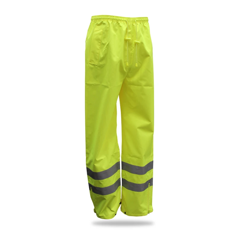 High Visibility Yellow Rain Pants Extra Large Polyester Waterproof