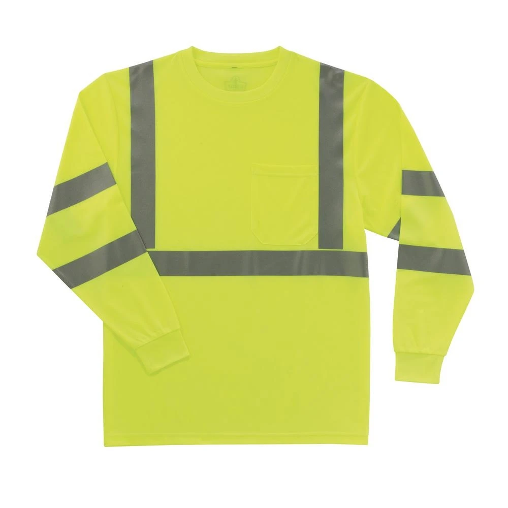 Ergodyne Glowear 8391 Large Hi-visibility Lime Long Sleeve T-shirt, Class 3