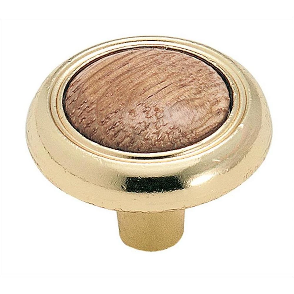 Allison Value 1-1/4 In. (32 Mm) Polished Brass And Oak Cabinet Knob