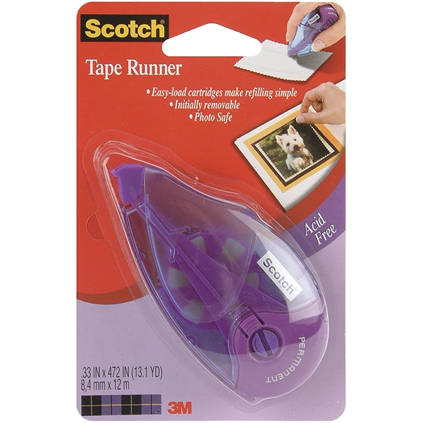 Scotch Tape Runner - 0.33" X 472" Permanent Double Sided Dispenser