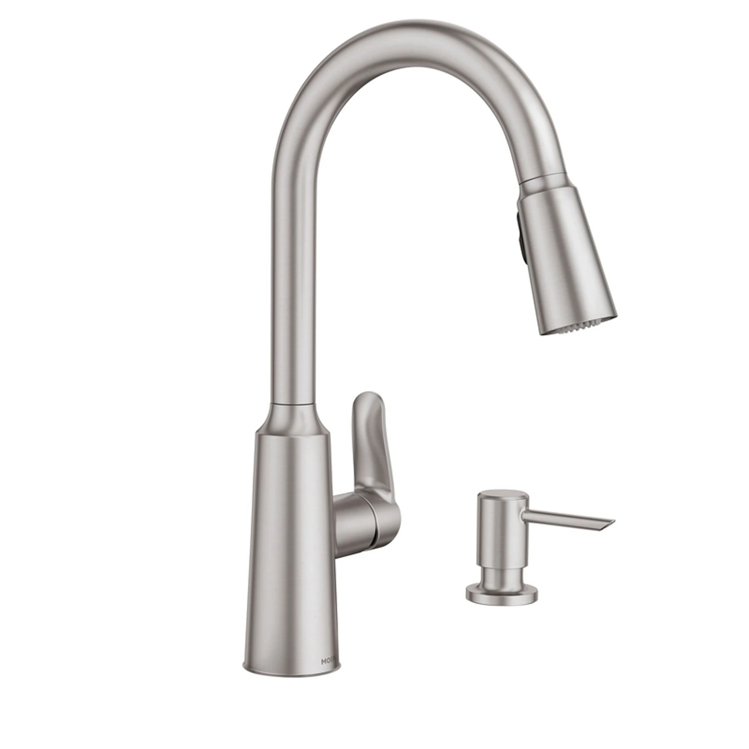 Edwyn Single Handle High Arc Kitchen Faucet With Pull-down Spray And Soap Dispenser In Stainless Steel Finish