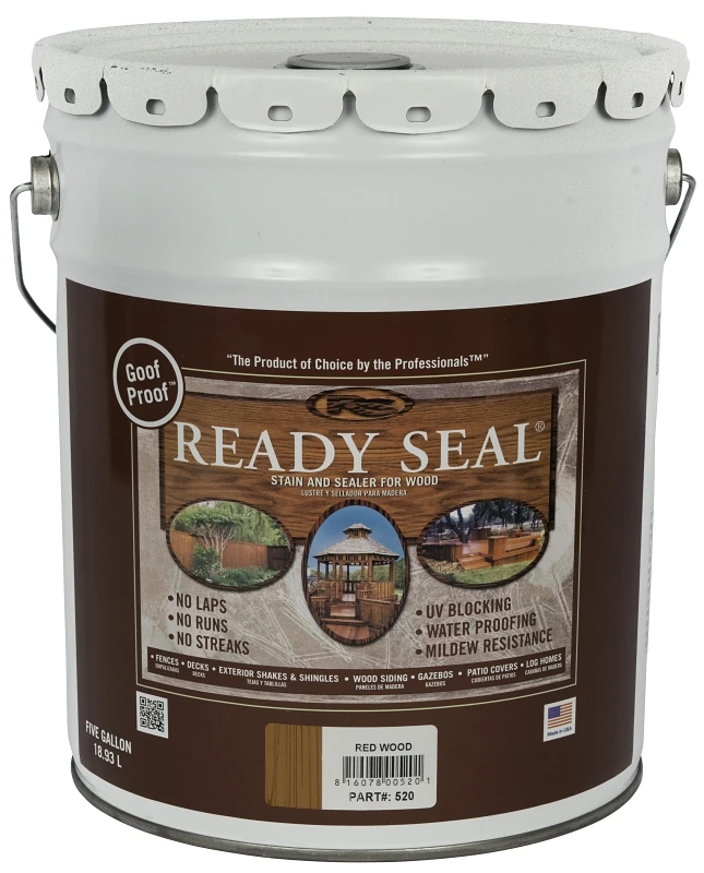Exterior Wood Stain And Sealer Flat Finish Redwood Color 5 Gallon Pail