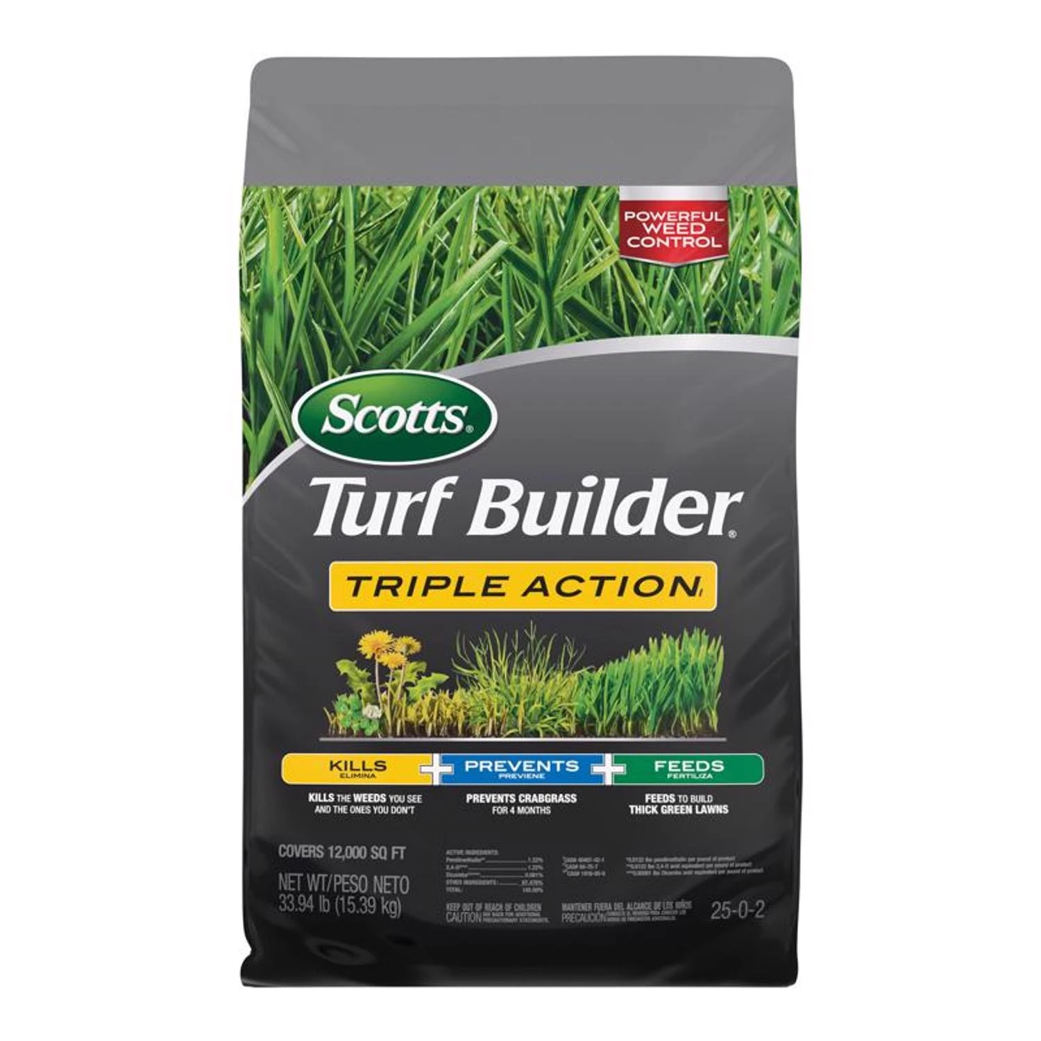 Turf Builder Triple Action Fertilizer For Lawn Care, Covers 12,000 Square Feet