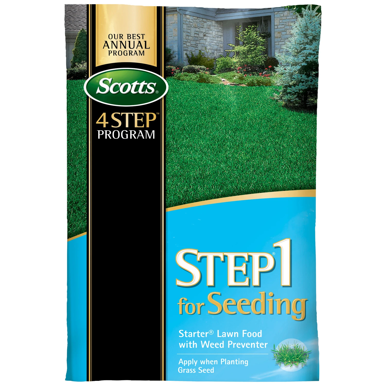 Step 1 For Seeding Starter Lawn Food With Weed Preventer, 21.62 Pounds, Covers 5,000 Square Feet