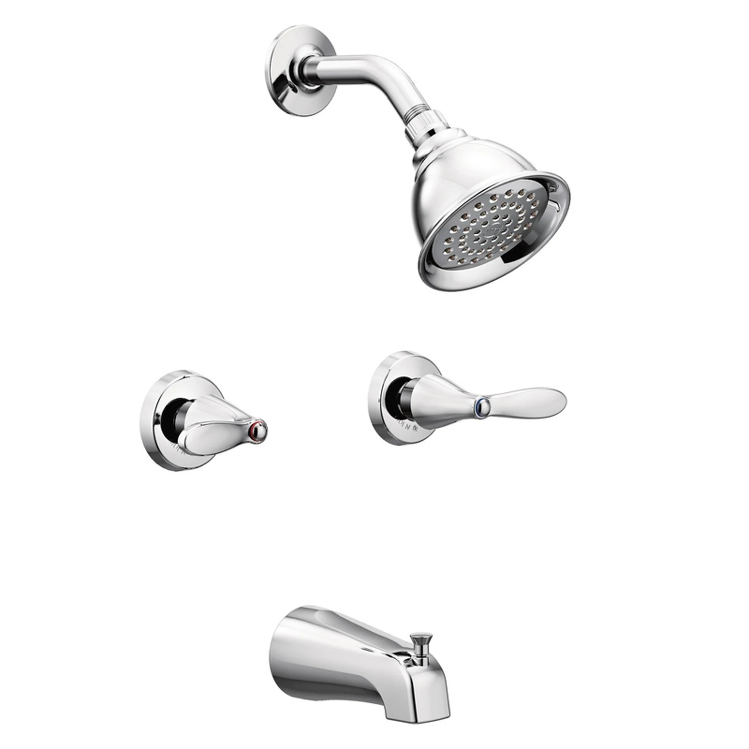 Adler Chrome Double Handle Tub And Shower Faucet With Showerhead