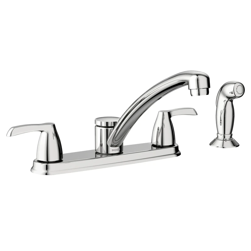 Adler Double Handle Kitchen Faucet With Side Spray In Chrome Finish