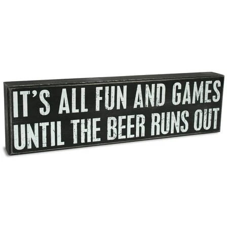 Fun And Games Box Sign, 16 X 4.5 Inches, Wood Decor