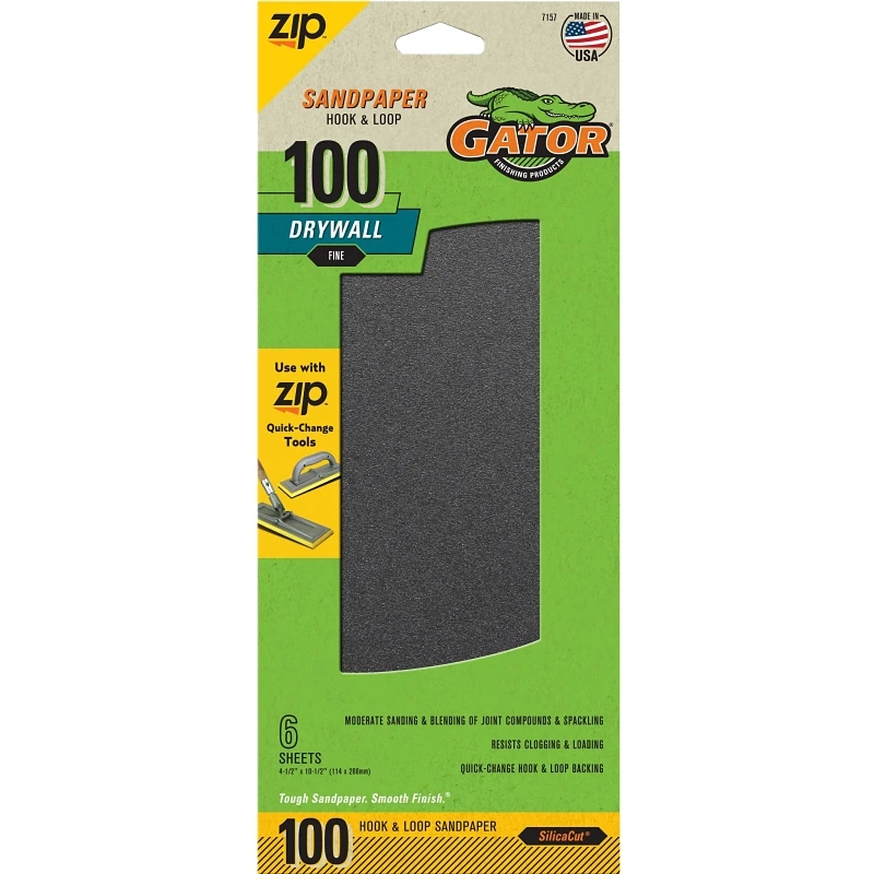 Drywall Hook & Loop Sandpaper, 100-grit, 6-ct.