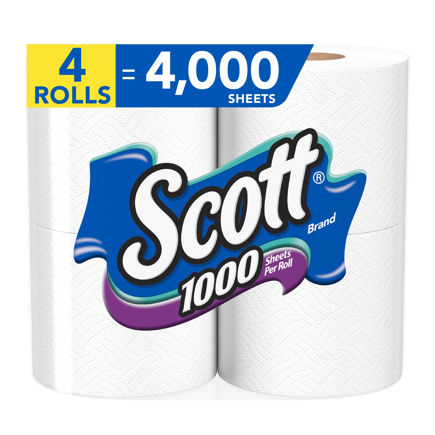 Toilet Paper 4 Rolls 1000 Sheets 1-ply Rapid Dissolving