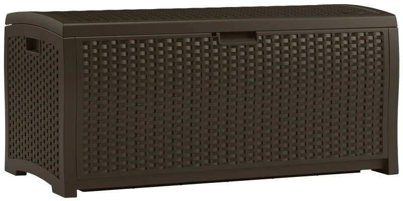 Deck Storage Box Java Wicker-look Resin 46 X 21.6 X 22.5 Inches 73 Gallons Capacity