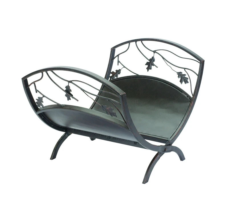 Natural Brown Oak Leaf Fireplace Log Bin For Wood Storage